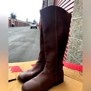 Universal Thread 17730 Womens Brown Faux Leather Knee-High Zip Boots Size 8